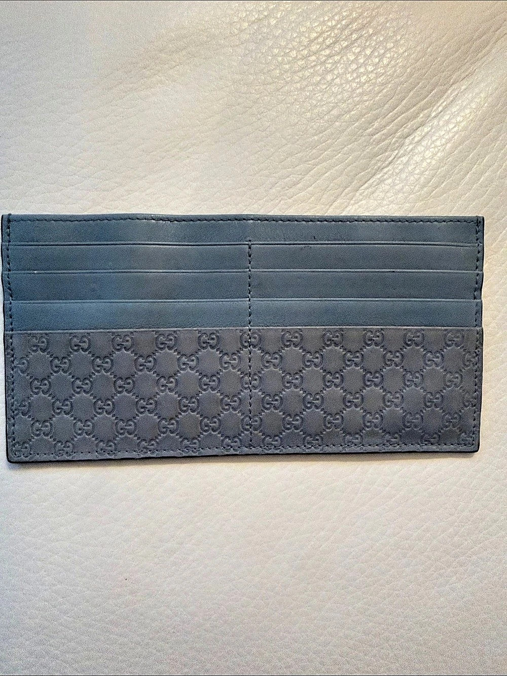 Gucci GG Guccissima Leather Long Card Case Wallet Blue